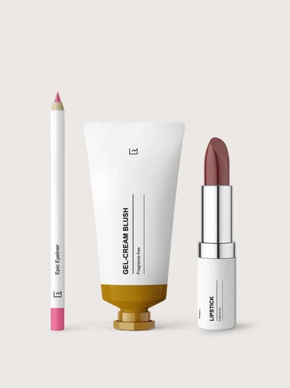 Eyeliner, gel-cream blush, and lipstick set